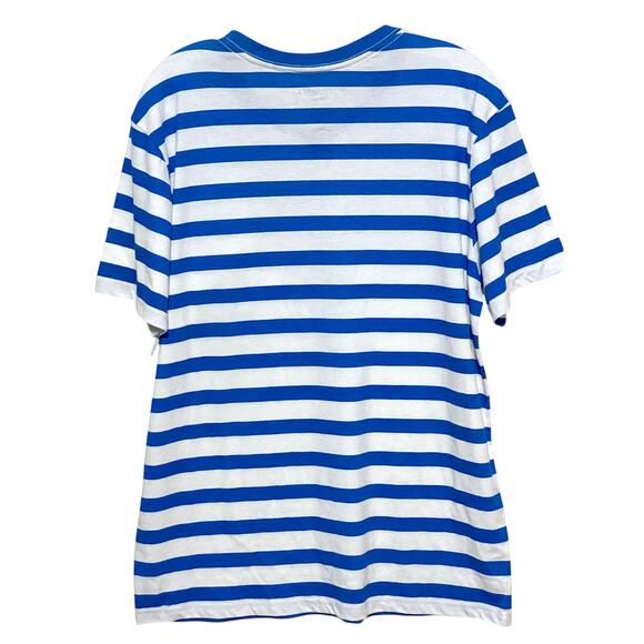 Hello Kitty Sanrio Embroidered Pocket Shirt Womens M Blue Striped Kidcore NWT - Picture 2 of 6